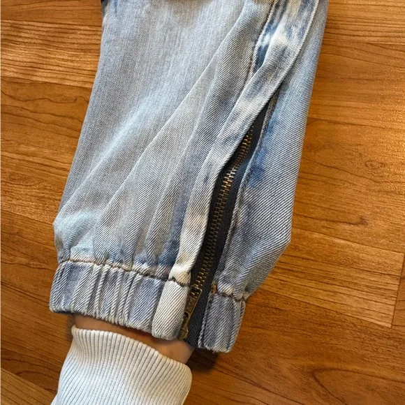 POL Multi Cargo Pocket Drawstring Waist Baggy Denim Joggers Women’s Large - Picture 14 of 15